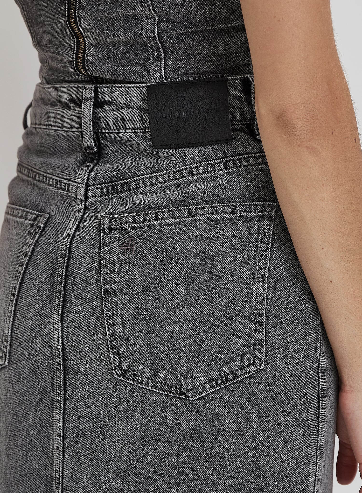 Washed Grey Denim Midaxi Skirt